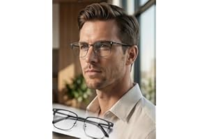 Eyewear Frame for Men and Women, Fashion Vintage Classic Blue Light Glasses Semi-Rimless Half Frame