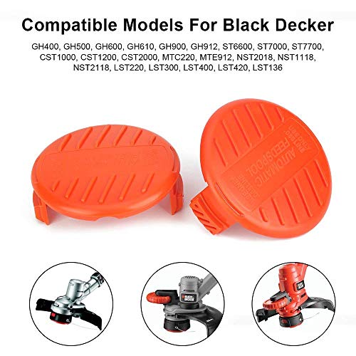 Neato Tek Weed Eater Cover,Trimmer Replacement Spool Cap Covers Compatible for Black & Decker AF-100-3ZP Weed,6 Pack (6 Spool Cap+6 Spring)