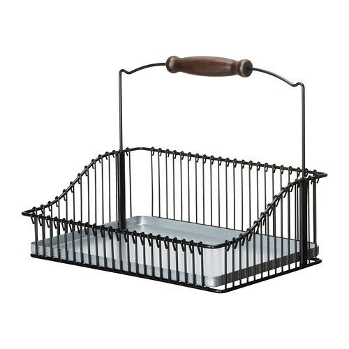 Ikea Steel Wire Basket with Handle 702.381.69, 11.75-inch, Black
