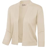 GRACE KARIN Women's 3/4 Sleeve Knit Cropped Cardigan Sweaters Open Front Bolero Shrugs Sweater Tops S-3XL