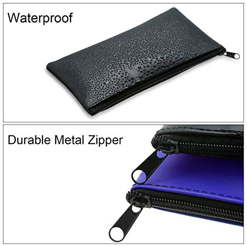 Zipper Bank Bags,4 Pack Money Pouch Bank Deposit Bag PU Leather Cash and Coin Pouch Bank envelopes with Zipper (Mix-Color)