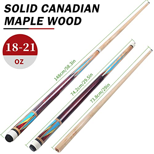 AKLOT Pool Cue,Billiard Pool Cue Sticks,58" Canadian Maple Wood Unique