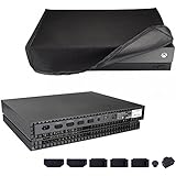 eXtremeRate Horizontal Dust Cover for Xbox One X Project Scorpio Console, Soft Neat Velvet Lining Dust Guard, Silcone Dust Stopper Plug Cover Set for Xbox One X