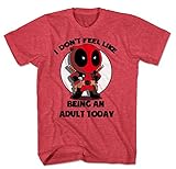 Marvel Deadpool I Don't Feel Like Being An Adult Heather Red Soft T-shirt