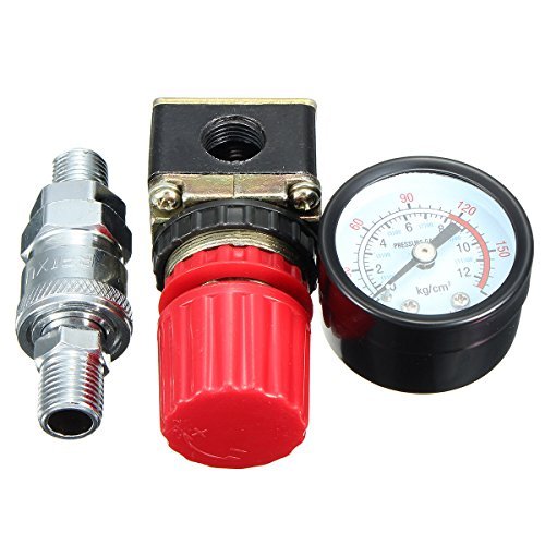 GOCHANGE 140PSI 1/4 Inch Air Pressure Regulator Relief with Gauge Hose