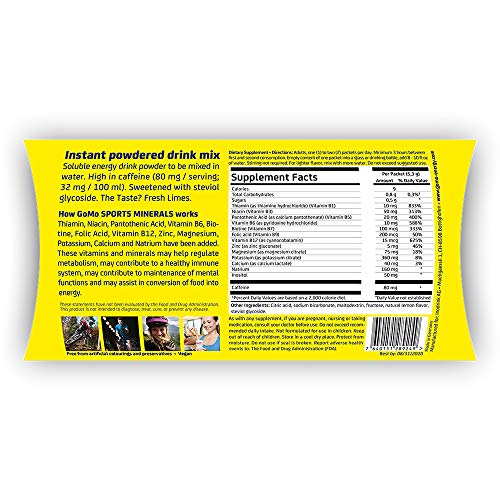 GoMo ENERGY Electrolyte Energy Sports Drink | Powerful Boost for Endurance & Athletic Performance | Isotonic Energy Drink Powder Mix | Natural Sugar Free Sport Supplement | SPORTS MINERALS 30 Servings