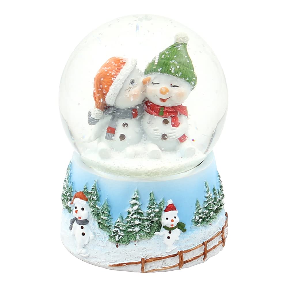 Dekohelden24 Snow Globe Snow Children with Hat on Elaborately Decorated Base Dimensions L x W x H 6.5 x H 9 cm Ball Diameter 6.5 cm