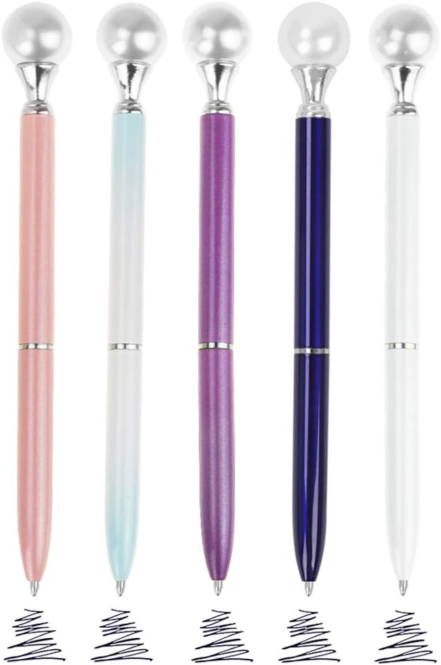 Amazon かわいい ボールペン 5本 セット おしゃれ パール飾り レディース 筆記具 女性 プレゼント 1 0mm ジェルインクボールペン 学校 進学 オフィス 家庭 デザイン 文房具 事務用品 油性ボールペン 文房具 オフィス用品
