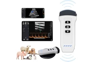 DAWEIANIMED Dual Probe Wireless Color Doppler Ultrasound Machine 3.2MHZ and 7.5MHZ Probe, Wireless Ultrasound Machine for Android and iOS, Handheld Ultrasound Scanner for Dog, Cat, Horse, Pig, Sheep（white）