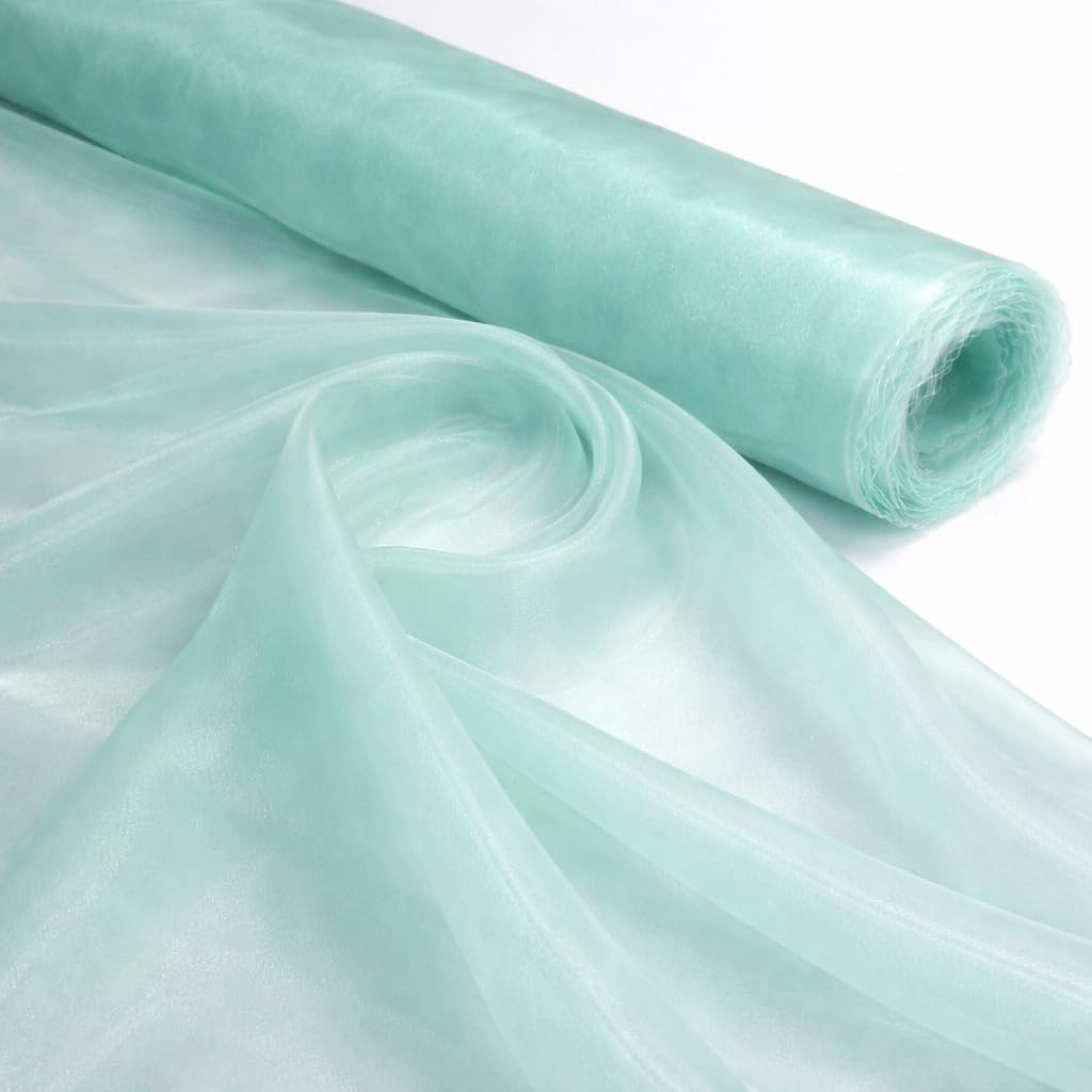 Mint 2 Meter Pack Plain Sheer Lightweight Organza Voile Drape Curtain, Wedding, Chair Sash Fabric 150cm Wide