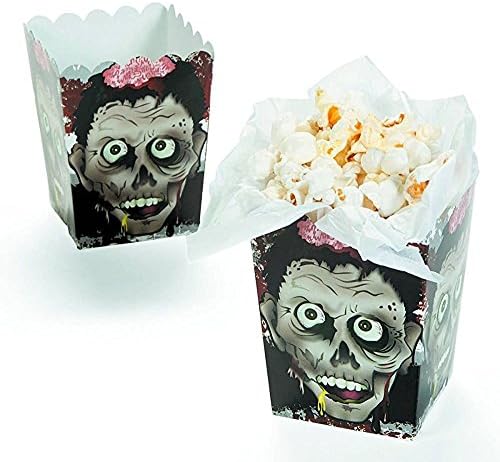 72 Paper Mini Halloween Popcorn Boxes - Zombie Head