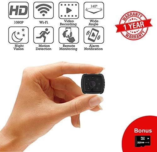 UVID Mini Spy Hidden Camera - Portable Small HD 1080P Cam with Night Vision and Motion Detection - for Home Office Nanny Pet Indoor