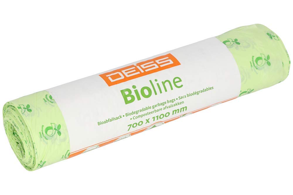 DEISS Bioline Organic Bin Liners, 120 L, Compostable, 10 bags.