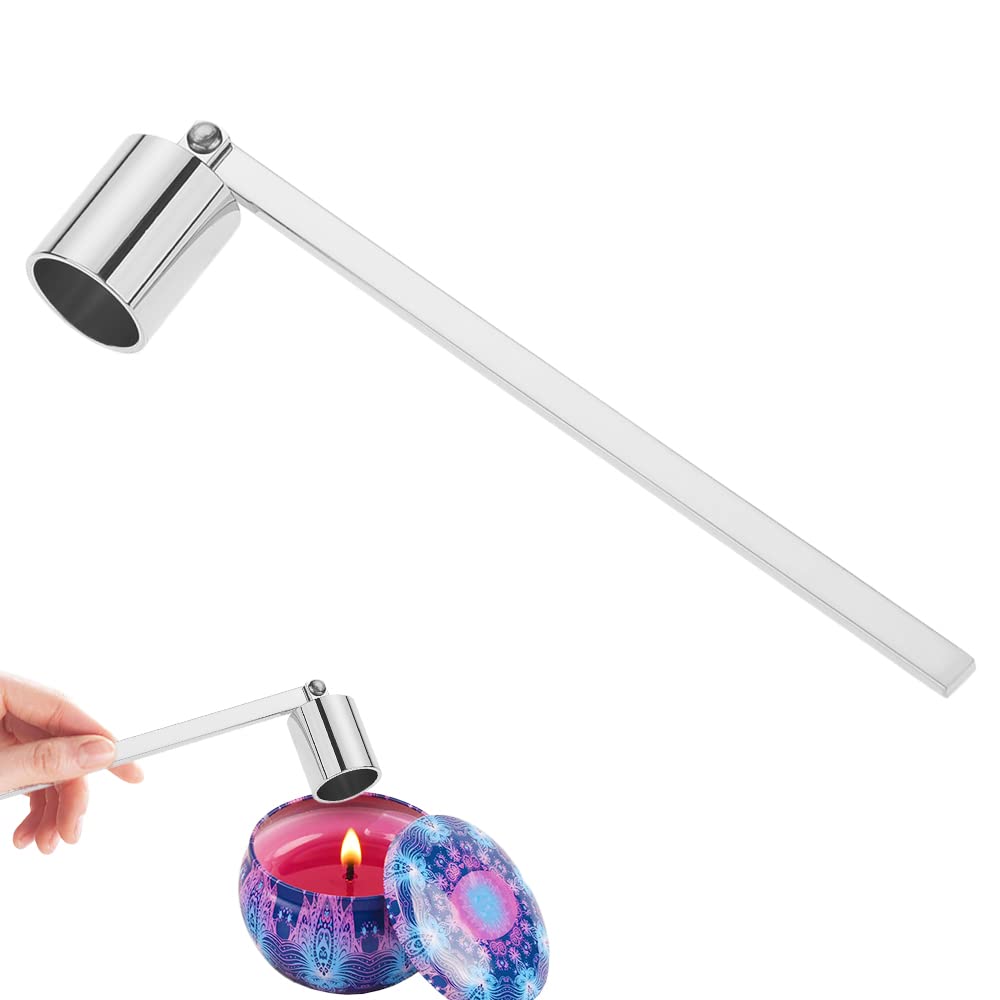 CORTNEY Candle Snuffer, Stainless Steel Candle Snuffer with Long Handle, Foldable Handcrafted Bell Shaped Candle Snuff Snuffers Candle Tool for Most Candles (Silver)