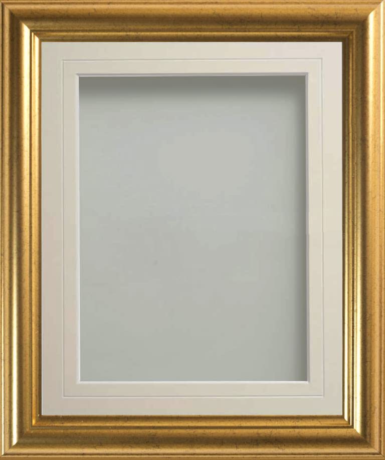 Frame Company Eldridge Gold Photo Frame with Ivory V-Groove Mount, A4 for 10x6 inch, fitted with perspex
