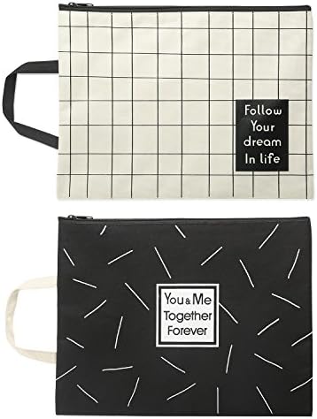 Cynefin 2PCS Zipper Letter A4 Files Bags Document Bags with Handle for Office School – 13.6 x 10.2 Inch