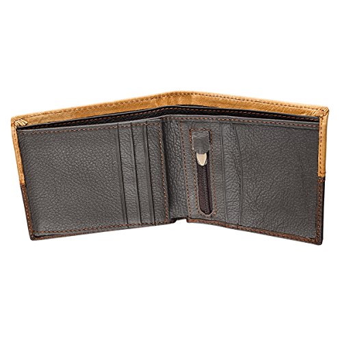 Two-Tone Genuine Leather Wallet w/Cross Stud