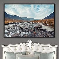 Framed Canvas Wall Art Valley Rivers Group Multicolor Nature Photography Realism Relax/Calm - 16x24 inches