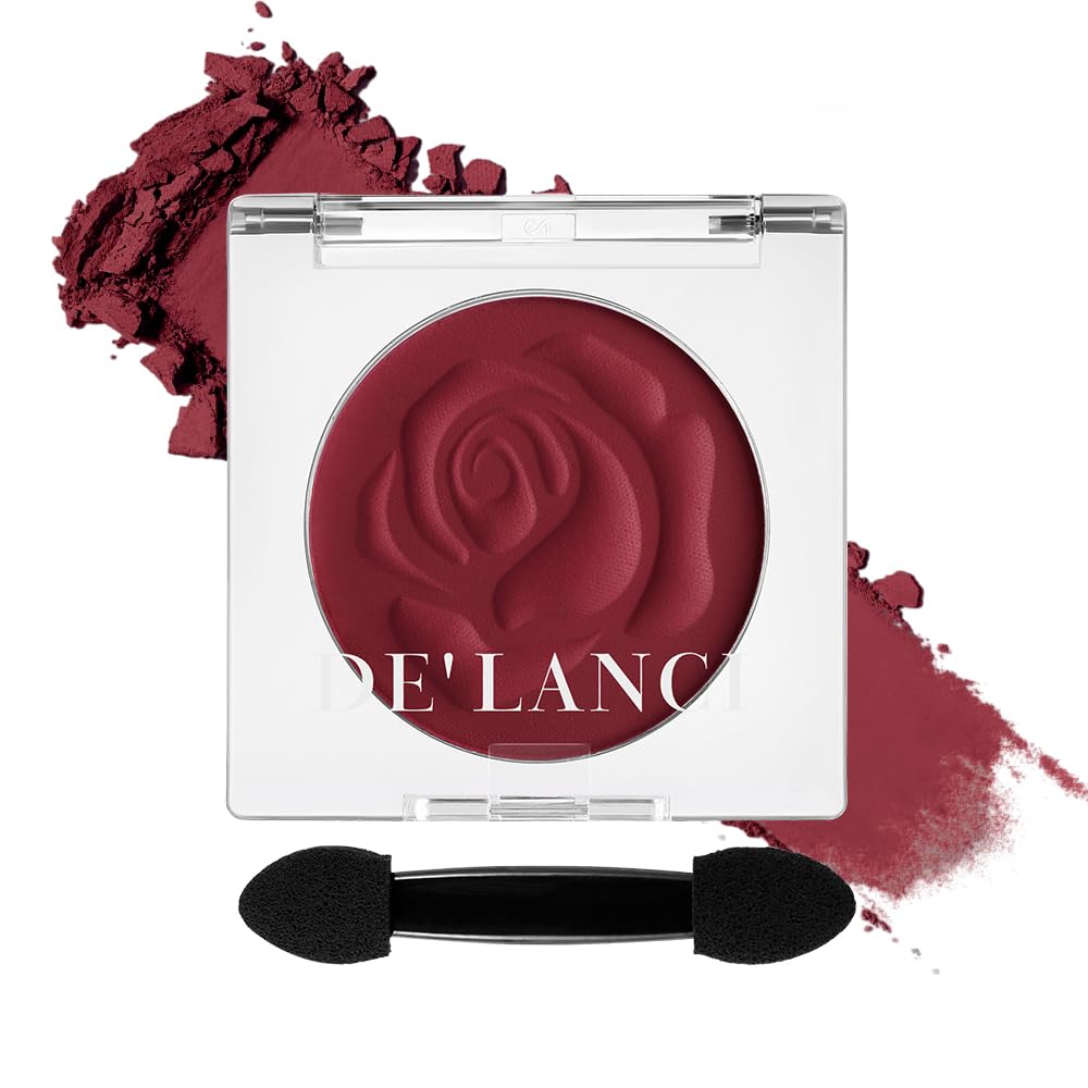 DE'LANCI Matte Red Eyeshadow Single, Dark Red Eyeshadow Goth Makeup, Highly Pigmented Waterproof Carmine Burgundy Eyeshadows, for Women Daily Wasteland Punk SFX Zombie Halloween Makeup, Vegan #06