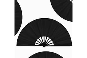 WNWBFM Boots on The Ground Fan,Large Holographic Folding Hand Fan, Clap Fans For Line Dancing,Foldable Craft Holding Laser Colors Hand Fan,Party,Dance Enthusiasts Gift (Black)