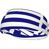 Cute Greece Flag Headbands for Men Women Funny Workout Sweatbands for Running, Yoga Hairband for Women Men