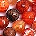 GEM-Inside Fire Agate Gemstone Gem Loose Beads Faceted 8mm Natural Beads Round Crystal Energy Stone Power Beads for Jewelry Making 15
