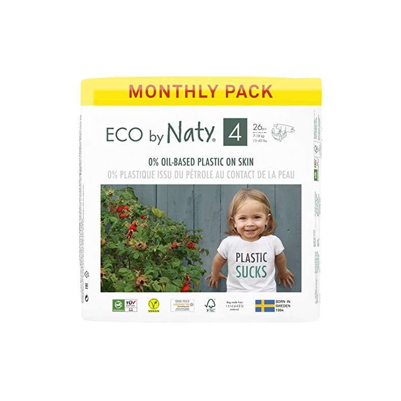 Eco by Naty Baby Diapers – Plant-Based Eco-Friendly Diapers, Great for Baby Sensitive Skin and Helps Prevent Leaking…