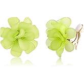LAXPICOL Fashion Flower Clip On Earrings For Women Cute Lovely Acrylic Flower Earrings No piercing Earrings
