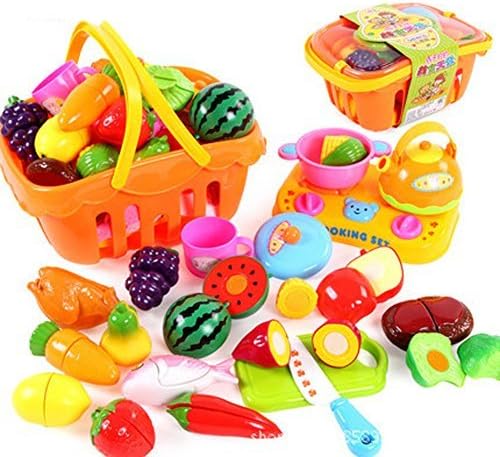 Beiens Fruits and Vegetable Cutting Pretending Toy—kitchen Pretend Play Set Toy