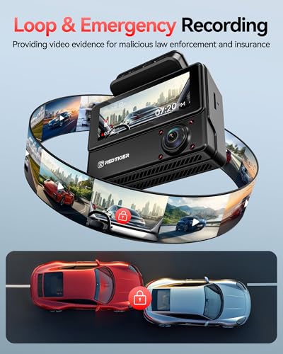 REDTIGER 530° Dash Cam 3 Channel, 2.5K+2.5K+1080P Triple Car Camera, IR Night Vision, Touch Screen, Dashcam for Front Inside Rear Included WiFi GPS, 24H Parking Mode, No SD Card Included(VP20) | 1440P HD Car Camera, 4 IR Night Vision, Built-in GPS, WiFi APP Control, Loop & Lock Video Surveillance, 24H Parking Mode