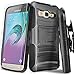 Galaxy On5 Case With TJS Tempered Glass Screen Protector, Dual Layer Hybrid Shock Absorbing Impact Resist Rugged Kickstand Armor Case with Belt Clip Holster For Samsung Galaxy On5 (Black/Black)