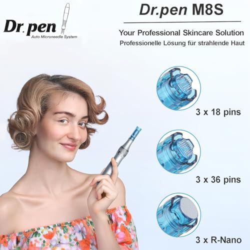 Dr. pen Ultima M8S Professional Microneedling Pen: Wireless Derma Pen, Easy to Use, LED Display, 9 Replacement Cartridges, Authentic Dr Pen Microneedling for Professionals and Home