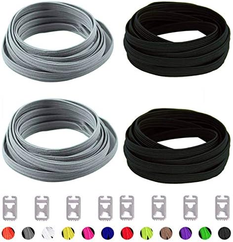 ICoolBear No Tie Shoelaces Elastic Classic Flat Lock Laces for Kids Adults Shoe Buckles Tieless