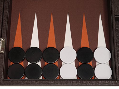 Silverman & Co Backgammon Set, 19-Inch, Large, Dark Brown Board