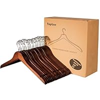 Topline Classic Wood Shirt Hangers - Mahogany Finish (20-Pack)