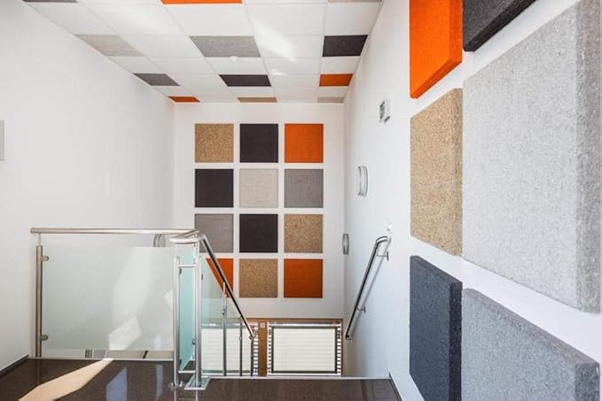 SCHALLABSORBER für Wand und Decke aus Naturfasern - diverse Farben - inkl. Montageset (Aprikose)