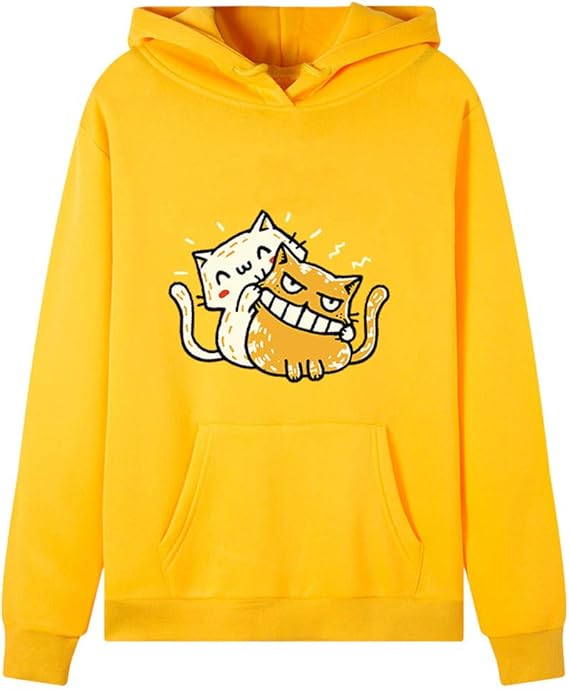 Amazon ねこ おもしろ パーカー レディース Liqiuxiang 無地 長袖 フード付きトレーナー ゆったり カジュアル おしゃれ プルオーバー ポケット付き かわいい スウェット 秋冬 シンプル 体型カバー チュニック 普段着 部屋着 通勤通学 トレーナー パーカー 通販