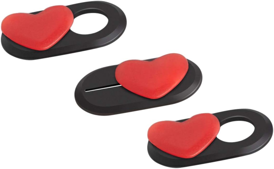 Webcam Cover, Camera Cover Slide, 0.027-Inch Ultra-Thin Camera Privacy Covers for MacBook Pro, iMac, Laptop, PC, iPad, iPhone, Smartphone, Protect Your Visual Privacy (Red/Black - 3 Pack)