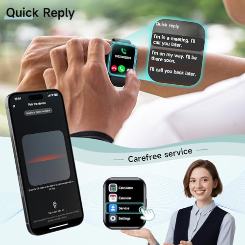 Smart Watch for Men Women, 1.8" Fitness Tracker for Android & iPhone, Answer/Make Calls, Alexa Built-in, Heart Rate/Sleep/SpO2 Monitor Smartwatch, 3ATM Waterproof Watches, 101+ Sport Modes, 2 Bands