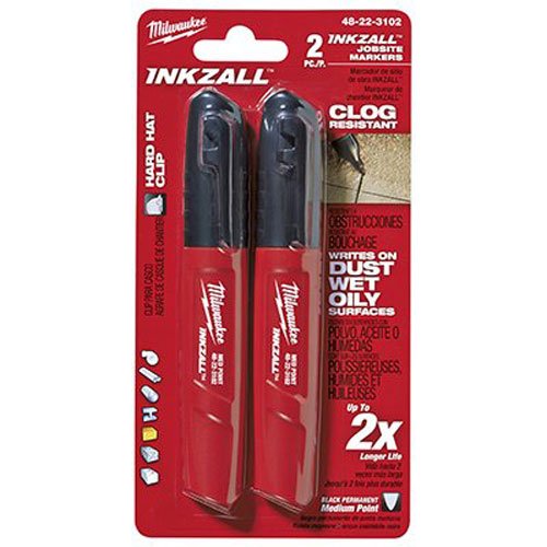 Milwaukee 48-22-3102 Inkzall Point Marker, Medium, Black, 2-Pack