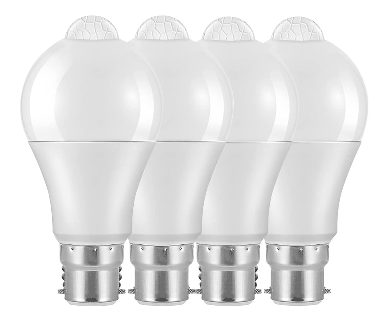 Weskjer B22 Motion Sensor LED Bulbs - 4 Pack B22 LED Bayonet Light Bulbs 12W 1020LM, 6000K Cool White, CIR>85, IP42 Waterproof Energy Saving Lightbulbs, Non Dimmable
