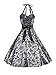 YUSHENGSM 50s Halter Flock Tattoo Prom Party Silver Cocktail Dress