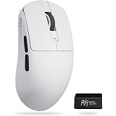 RK ROYAL KLUDGE M3 Wireless Gaming Mouse with 47g Ultra-Lightweight, White | 42,000 DPI, 5 Programmable Buttons, Bluetooth/2.4G/Wired, 200h Battery, PAW 3950 Dual 8Khz Polling Sentor for PC/WIN/Mac