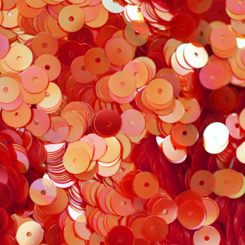 6mm Flat Round SEQUIN PAILLETTES ~ CORAL PINK Rainbow Iris ~ Loose sequins for embroidery, bridal, applique, arts, crafts, and embellishment. Made in USA.
