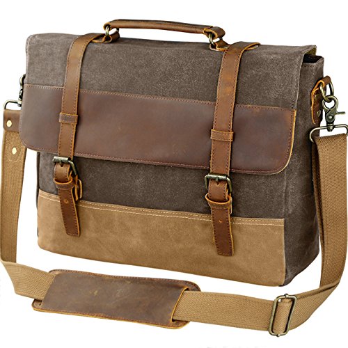 Wowbox 15.6 inch messenger bag for mens waxed waterproo…