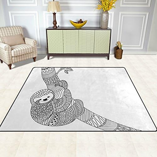 DEYYA Bennigiry Contemporary Area Rug Rugs Bohemian Sloth Non-Slip Floor Mat Doormats for Living Room Bedroom 63 x 48 inches