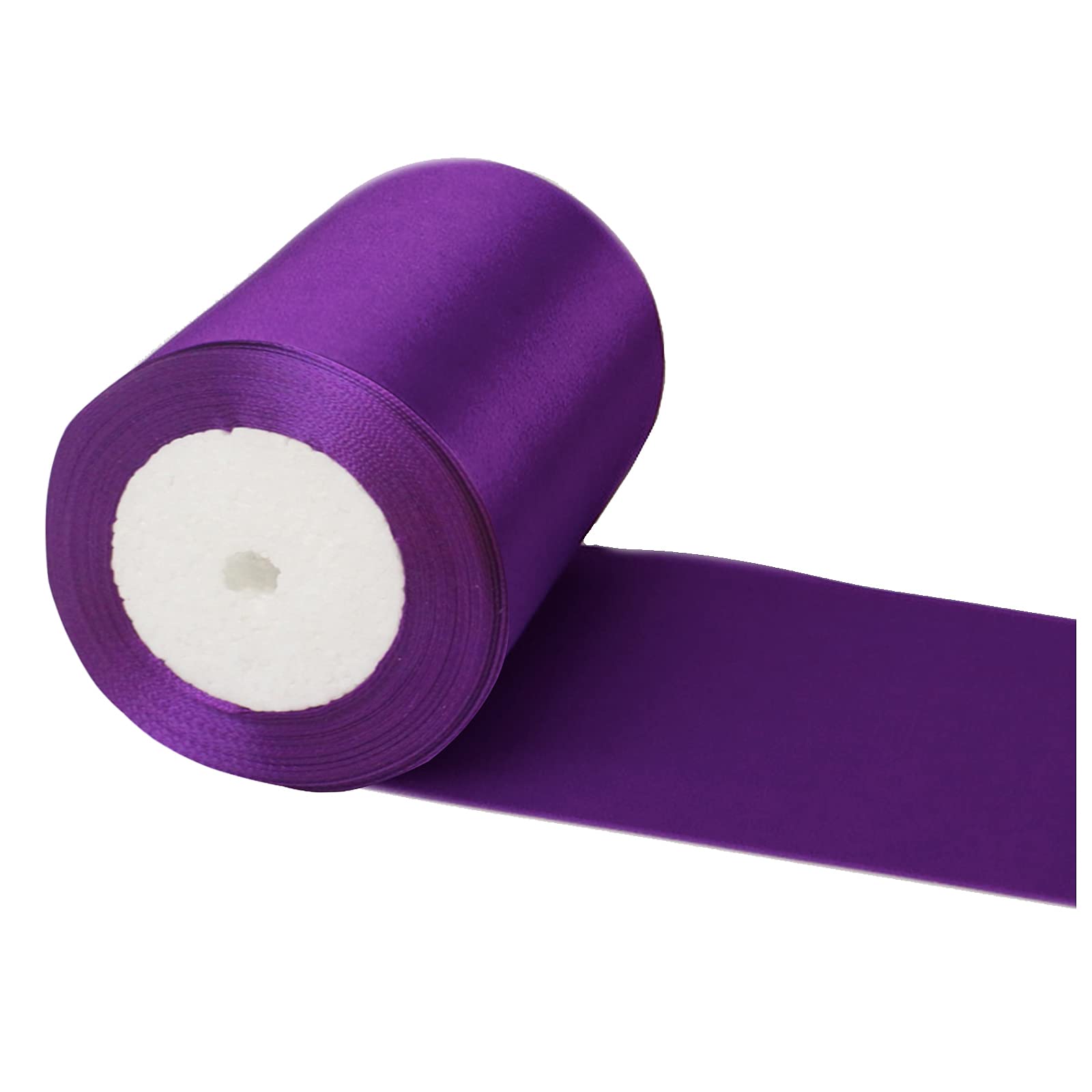 POPOYU Wide Thick Purple Ribbon 10CM for Gift Wrapping, 23M 4Inch Big Satin Xmas Large Bow Car Christmas Crafting, Bouquets, Wedding Car, Presents, Cake Decorations