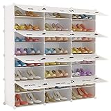 KOUSI Portable Shoe Rack Shoes Cabinet Organizer 48 Pair Tower Shelf Storage Cabinet Stand Expandable for Heels, Boots, Slippers， 8 Tier White