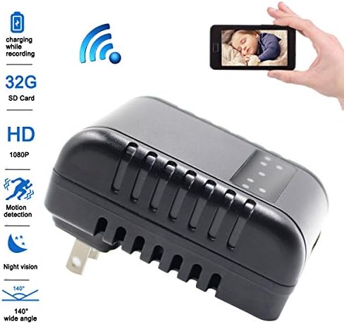 Magho Updated Wifi USB Adapter Camera with Night Vision ,1080P Hidden Wall Charger Camera Home Security,Motion Detected Baby Pet Monitor with Free Android Ios App Windows Application