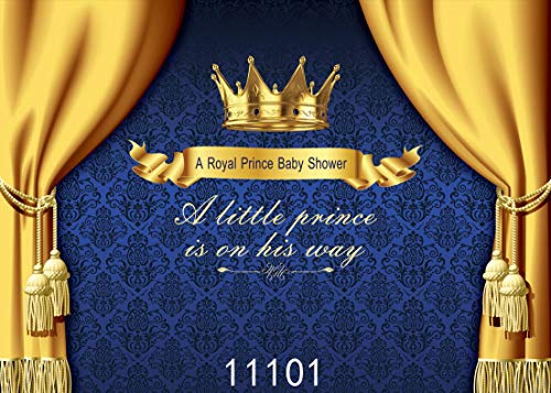 Wolada 7x5 Baby Prince Royal Photo Backdrop Golden Crown Baby Photography backdrops Decor Party Birthday Baby Shower Thin Vinyl Photography Background Photo Studio Props 11101